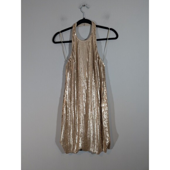Nwt Express Dress Women Sz XS Gold Sequin Sleeveless Mini Party Cocktail - Picture 1 of 10